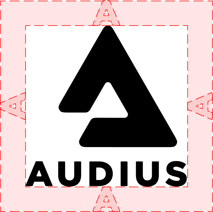 Audius Logo, stacked arrangement safe area